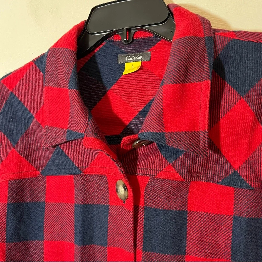 Cabela’s Plaid Red Blue Shacket Shirt Jacket Womens Large